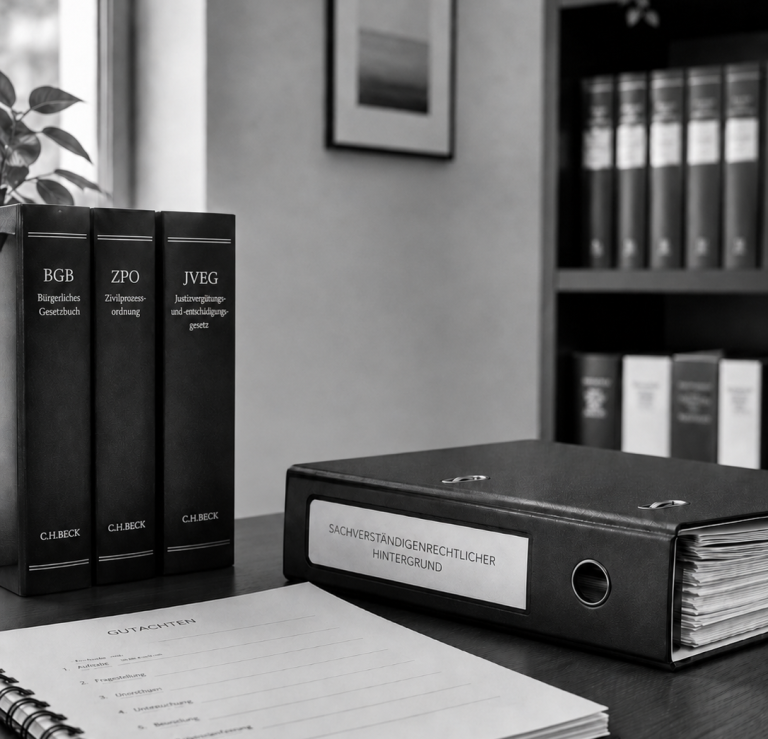 Sachverständigenrechtlicher Hintergrund Unterlagen und Gesetzesbücher zum sachverständigenrechtlichen Hintergrund